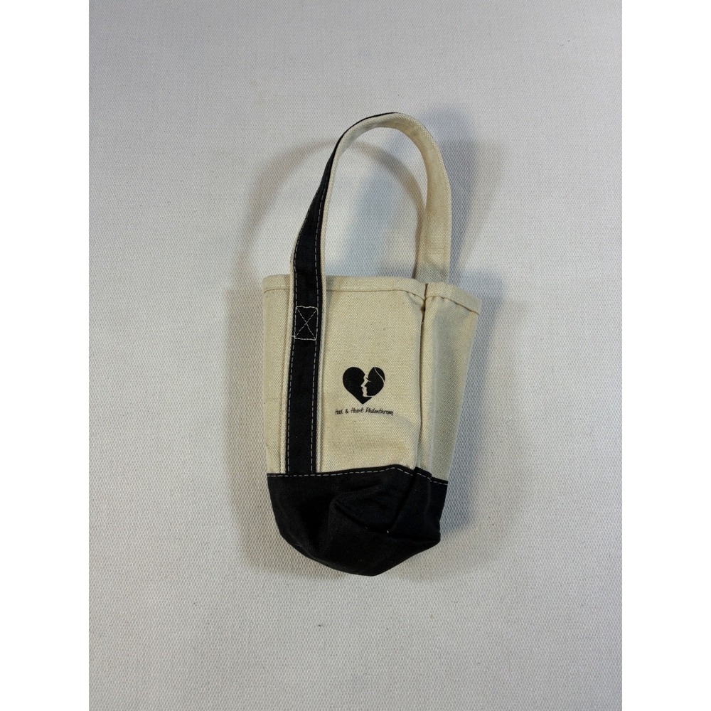 Heal & Heart Philanthropy Small Canvas Tote Bag Black Cream Reusable Wine Bag